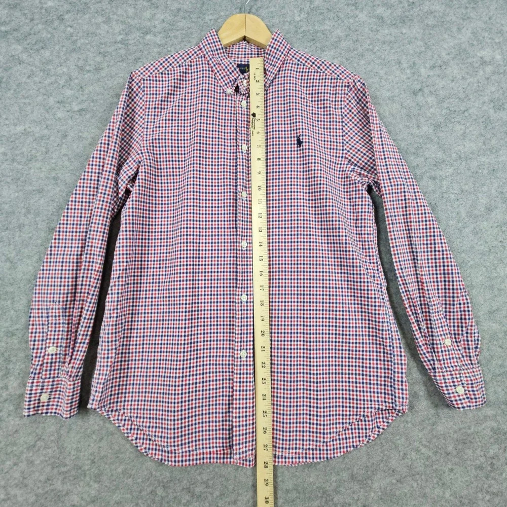 Ralph Lauren Boys Gingham Button Down Shirt‎ Red Blue White Plaid Size XL 18-20